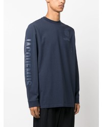 dunkelblaues bedrucktes Langarmshirt von Jacquemus