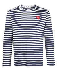 dunkelblaues bedrucktes Langarmshirt von Comme Des Garcons Play