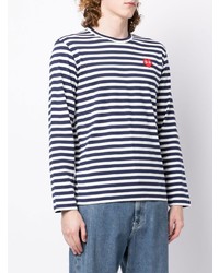 dunkelblaues bedrucktes Langarmshirt von Comme Des Garcons Play