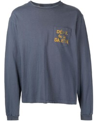 dunkelblaues bedrucktes Langarmshirt von GALLERY DEPT.