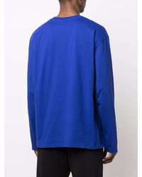 dunkelblaues bedrucktes Langarmshirt von MSGM