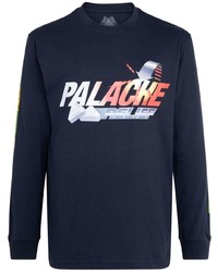 dunkelblaues bedrucktes Langarmshirt von Palace