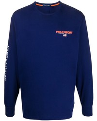 dunkelblaues bedrucktes Langarmshirt von POLO RALPH LAUREN SPORT