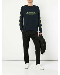 dunkelblaues bedrucktes Langarmshirt von Undercover