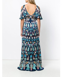 dunkelblaues bedrucktes Maxikleid von Temperley London