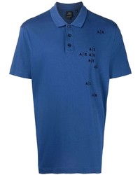 dunkelblaues bedrucktes Polohemd von Armani Exchange