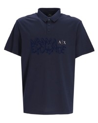 dunkelblaues bedrucktes Polohemd von Armani Exchange