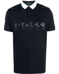 dunkelblaues bedrucktes Polohemd von BOSS