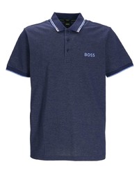 dunkelblaues bedrucktes Polohemd von BOSS