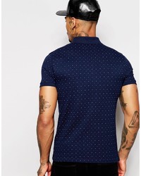 dunkelblaues bedrucktes Polohemd von Asos