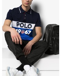 dunkelblaues bedrucktes Polohemd von Polo Ralph Lauren