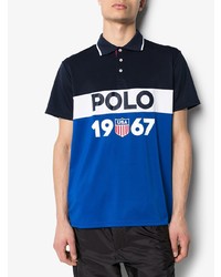 dunkelblaues bedrucktes Polohemd von Polo Ralph Lauren