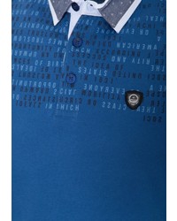 dunkelblaues bedrucktes Polohemd von DANIEL DAAF