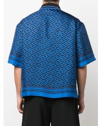 dunkelblaues bedrucktes Polohemd von Versace