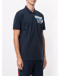 dunkelblaues bedrucktes Polohemd von Ea7 Emporio Armani