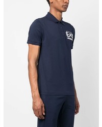 dunkelblaues bedrucktes Polohemd von Ea7 Emporio Armani