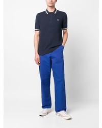 dunkelblaues bedrucktes Polohemd von Fred Perry