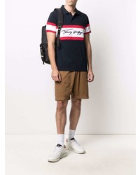 dunkelblaues bedrucktes Polohemd von Tommy Hilfiger