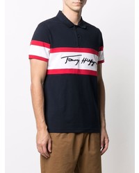 dunkelblaues bedrucktes Polohemd von Tommy Hilfiger