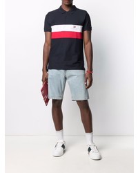 dunkelblaues bedrucktes Polohemd von Tommy Hilfiger