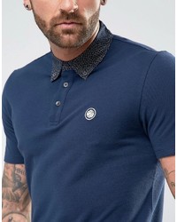 dunkelblaues bedrucktes Polohemd von Pretty Green