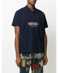 dunkelblaues bedrucktes Polohemd von Kenzo
