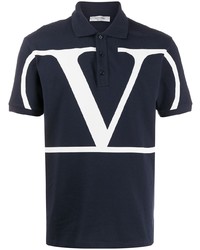 dunkelblaues bedrucktes Polohemd von Valentino