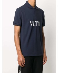 dunkelblaues bedrucktes Polohemd von Valentino