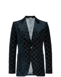dunkelblaues bedrucktes Sakko von Gucci