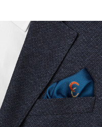 dunkelblaues bedrucktes Seide Einstecktuch von Gucci