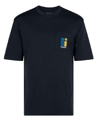 dunkelblaues bedrucktes Spitze T-Shirt mit einem Rundhalsausschnitt von Palace