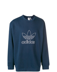 dunkelblaues bedrucktes Sweatshirt von adidas