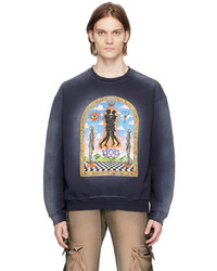 dunkelblaues bedrucktes Sweatshirt von Alchemist