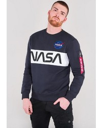 dunkelblaues bedrucktes Sweatshirt von Alpha Industries