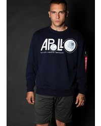 dunkelblaues bedrucktes Sweatshirt von Alpha Industries