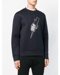 dunkelblaues bedrucktes Sweatshirt von Neil Barrett