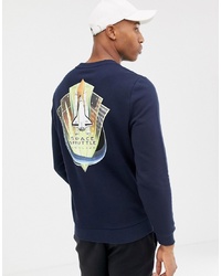 dunkelblaues bedrucktes Sweatshirt von ASOS DESIGN