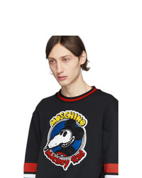 dunkelblaues bedrucktes Sweatshirt von Moschino