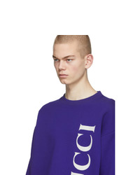 dunkelblaues bedrucktes Sweatshirt von Gucci