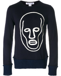 dunkelblaues bedrucktes Sweatshirt von Comme des Garcons