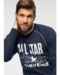 dunkelblaues bedrucktes Sweatshirt von Converse