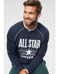 dunkelblaues bedrucktes Sweatshirt von Converse