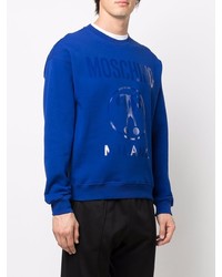 dunkelblaues bedrucktes Sweatshirt von Moschino