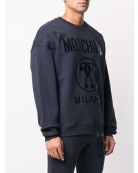 dunkelblaues bedrucktes Sweatshirt von Moschino