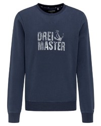 dunkelblaues bedrucktes Sweatshirt von Dreimaster
