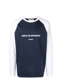 dunkelblaues bedrucktes Sweatshirt von Drôle De Monsieur