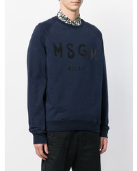 dunkelblaues bedrucktes Sweatshirt von MSGM