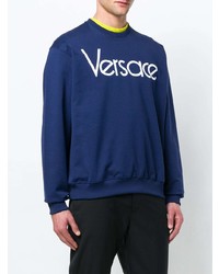 dunkelblaues bedrucktes Sweatshirt von Versace