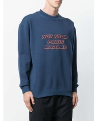 dunkelblaues bedrucktes Sweatshirt von Drôle De Monsieur
