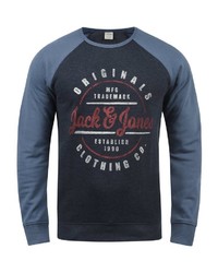 dunkelblaues bedrucktes Sweatshirt von Jack & Jones